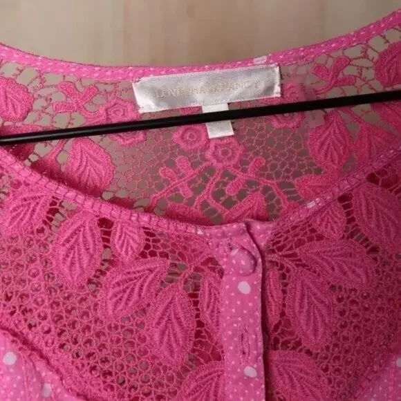 LOVESHACKFANCY Jaislyn Shirred Polka-Dot Cotton Mini‎ Dress Pink Size XS - Picture 5 of 5